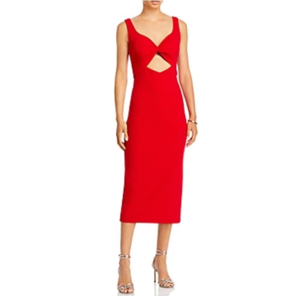 AQUA Cut Out Sleeveless Colorful Midi Sheath Cocktail Party Dress Red Size 12
